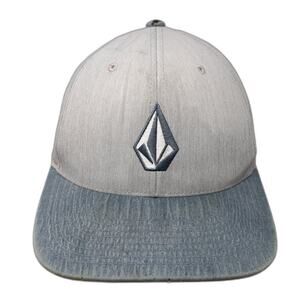 Volcom Stone Logo Fitted Hat Gray Medium Embroidered Flexfit 6 Panel
